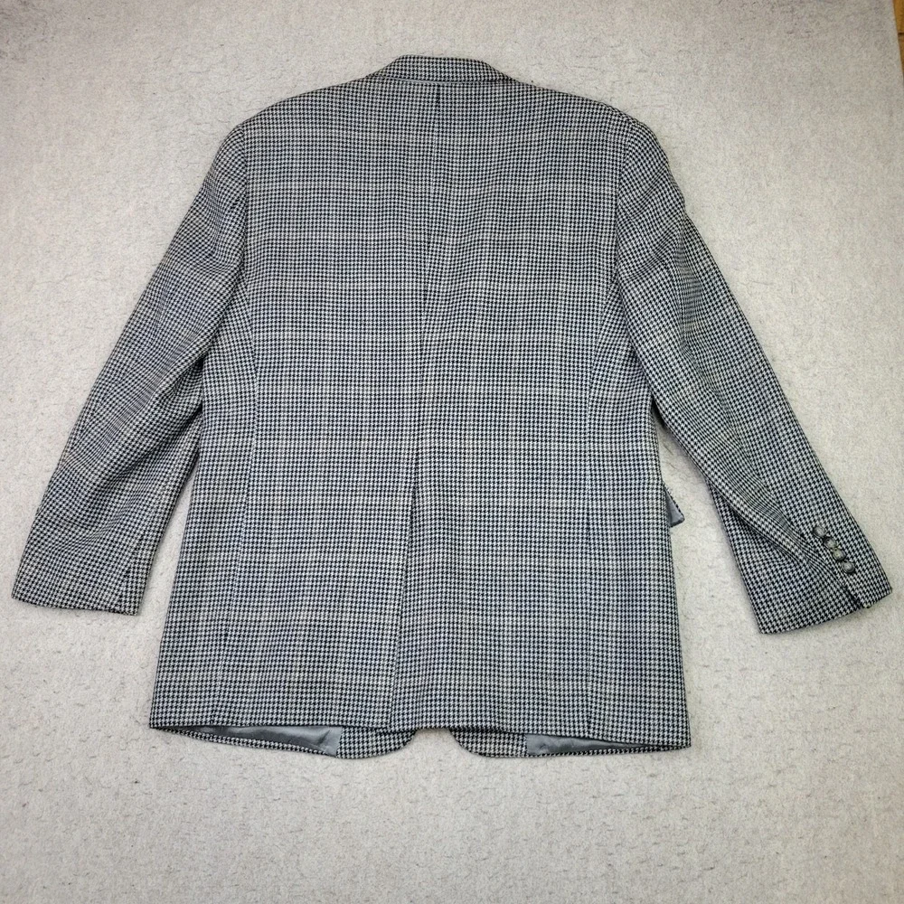 Austin Reed London Houndstooth Tweed Blazer Mens 42‎ Gray 2 Button Vintage USA